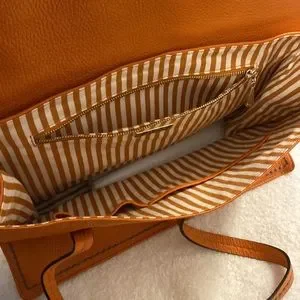 Bags | Plinio Visona Orange Leather Handbag | Poshmark